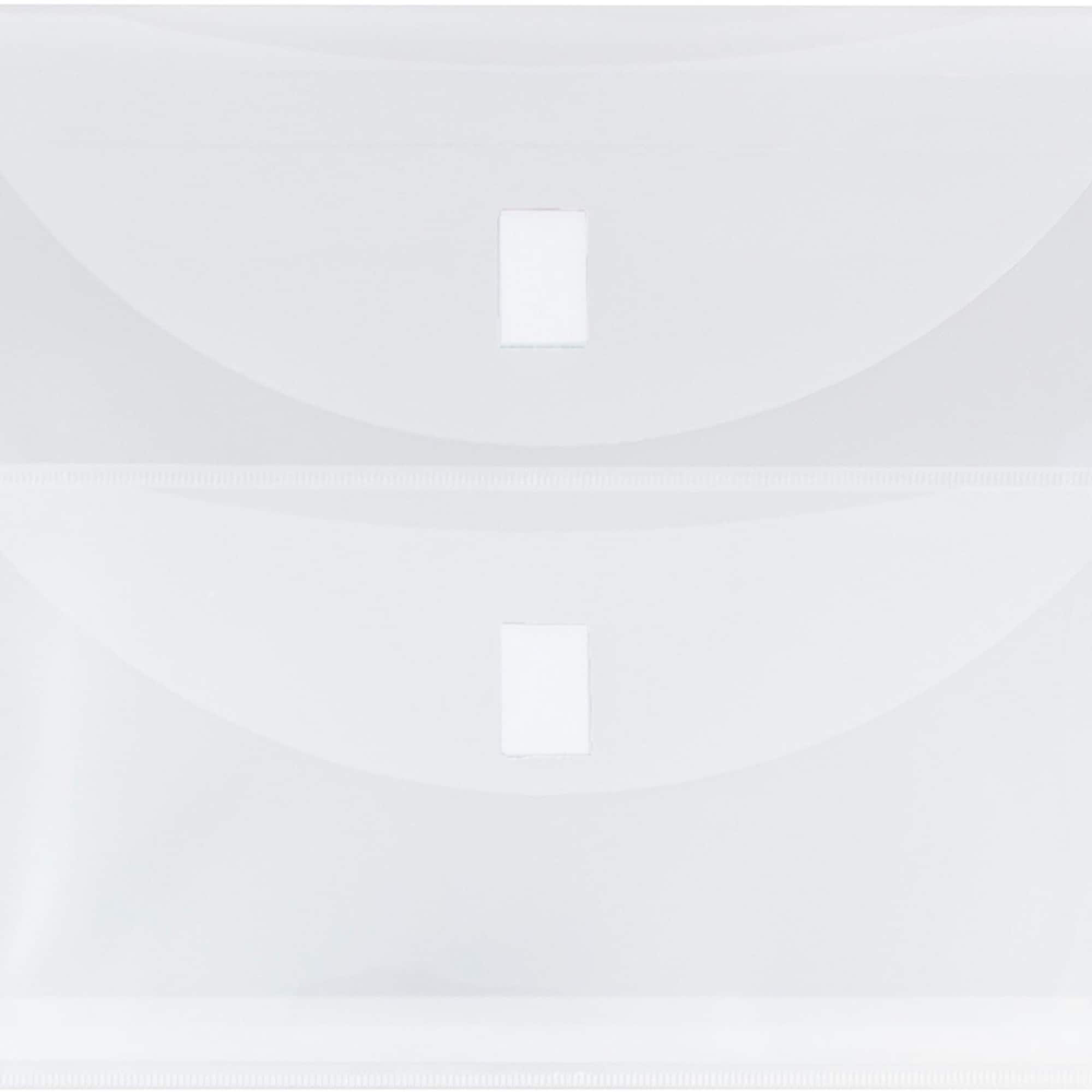 JAM Paper 9.75" x 13" Clear Plastic 2 Pocket Hook & Loop Closure Booklet Envelopes, 10ct.